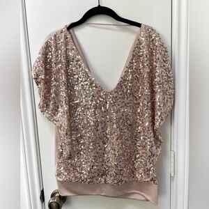 Express Sequin Top Size Medium Low Back